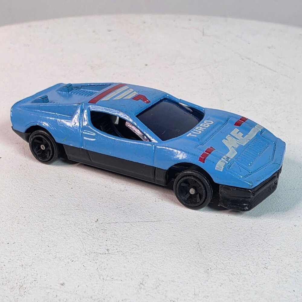 Vintage Maserati Merak SS Blue Diecast Toy Supercar Turbo Design 1980s Rare Coll
